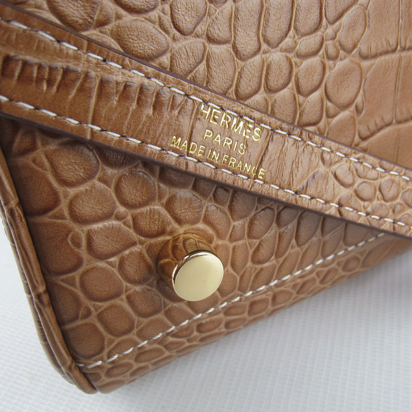7A Replica Hermes Kelly 32cm Crocodile Veins Leather Bag Light Coffee 6108 - Click Image to Close